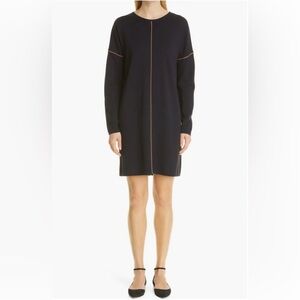 Max Mara Tanaro Long Sleeve Virgin Wool Shift Dress Medium M